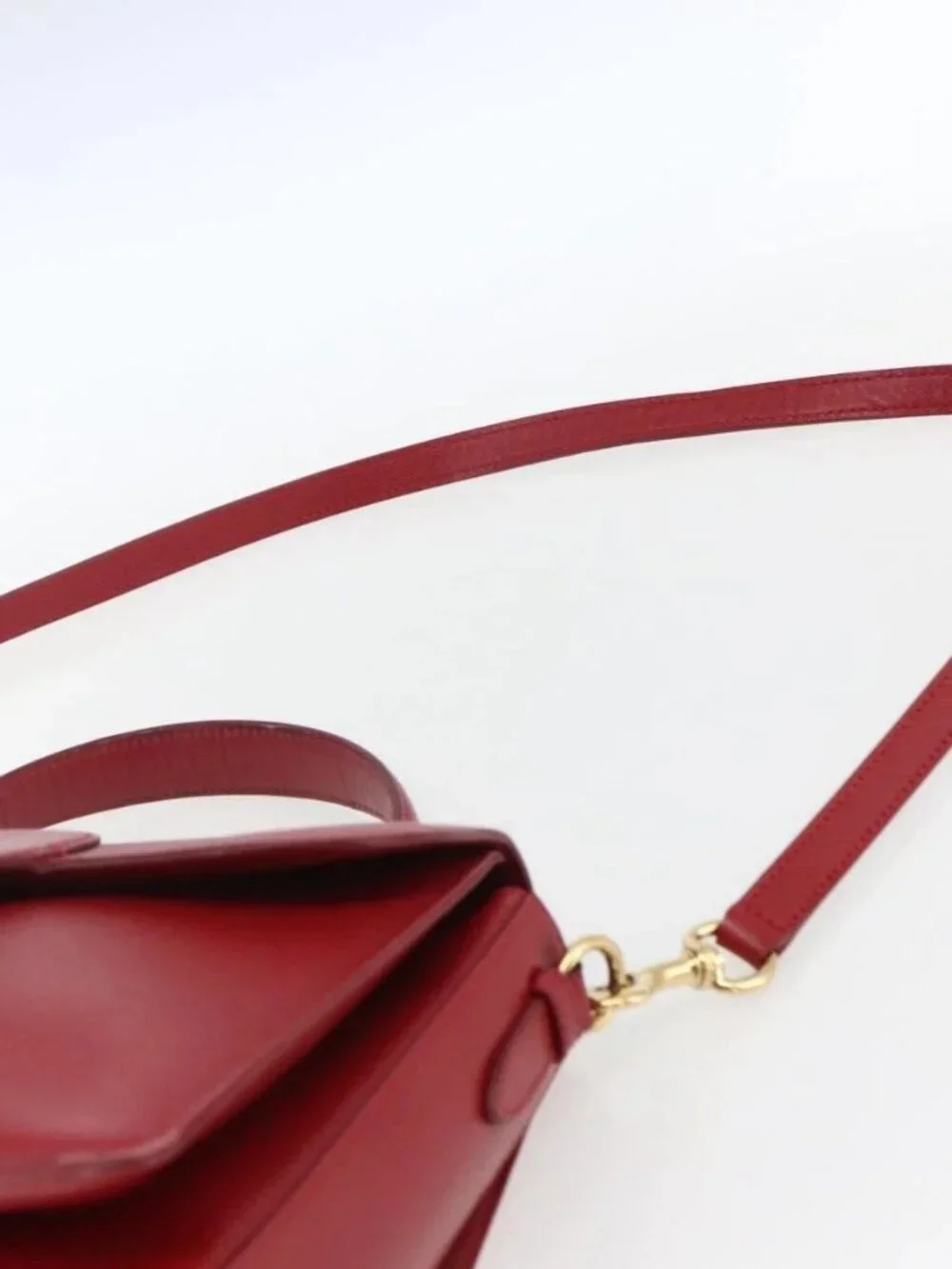 Salvatore Ferragamo Gancini Hand Bag Leather 2way Red Gold Auth 171837